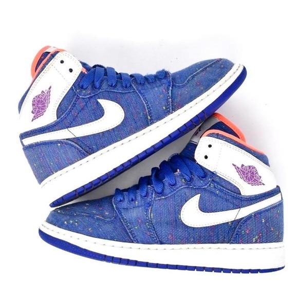 NIKE Jordan Retro High Denim Sneakers Deep Royal - Picture 2 of 16